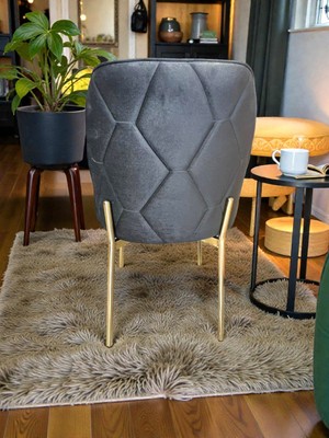 Msy Home 6 Adet Naz Serisi Gold Yönsüz Kumaş Lüks ve Modern Sandalye Seti