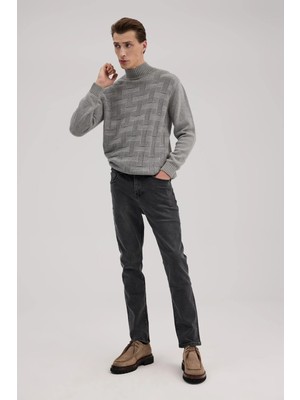Jakamen Gri Slim Fit 5 Cep Kot Pantolon
