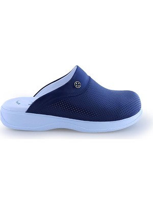 Quicksteps Professional Erkek Anatomik ve Comfort Sabo Terlik Lacivert Beyaz Lacivert Beyaz