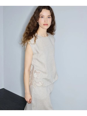 İpekyol Nakışlı Keten Bluz IS1260006145030