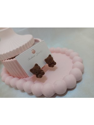 Koyu Kahverengi Kedili Küpe