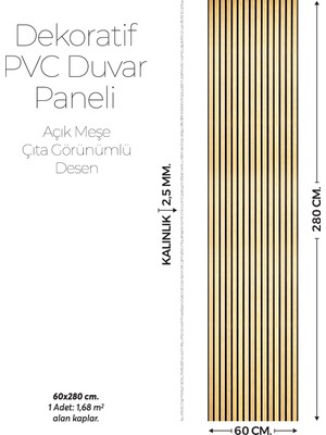 Brano 60X280 Duvar Paneli Lambiri Desen Mutfak,banyo,salon,tv Ünitesi