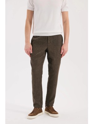 Jakamen Kahve Comfort Fit Beli Lastikli Jagger Pantolon