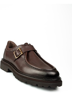 James Franco 599 Kahverengi Deri Tokalı Erkek Klasik Ayakkabı