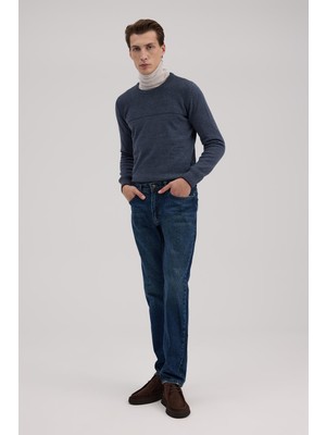 Jakamen Lacivert Slim Fit %100 Pamuk 5 Cep Kot  Pantolon