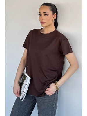 Gülseli Kadın Bisiklet Yaka Lazer Kesim Tişört P-00020969