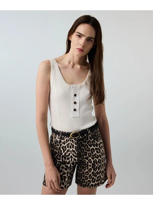 İpekyol Leopar Desen Non Denim Şort  IS1260013075074