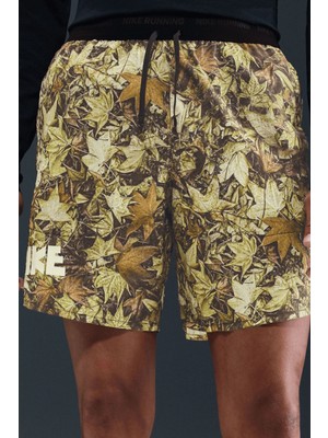 Nike Men's Dri-Fıt 7" Brief-Lined Printed Running Yaprak Desenli Koşu Antreman Şort Yeşil