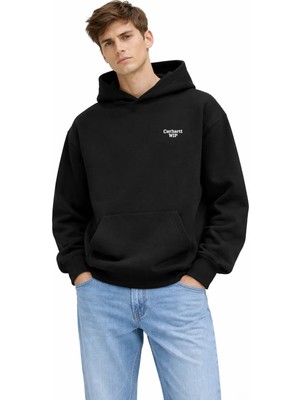 Camblys Unisex Carhart Ön Kalp Logo Baskılı Oversıze %100 Pamuklu Nefes Alan Sweatshırt Hoodıe