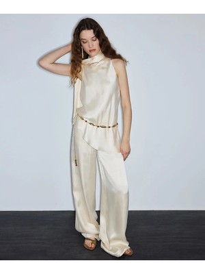 İpekyol Saten Yüzeyli Wide Leg Pantolon IS1260003232AB1