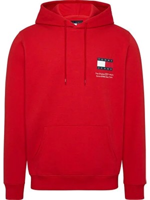 Tommy Hilfiger Erkek Koyu Kızıl Kapüşonlu Sweatshirt