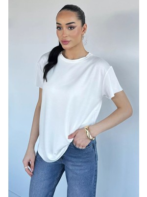 Gülseli Kadın Bisiklet Yaka Lazer Kesim Tişört P-00020969