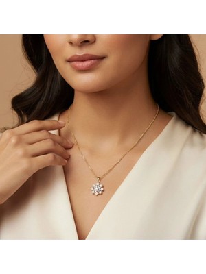 Stil Incisi/xupıng Jewelry Çiçek Zirkon Taşlı Kolye