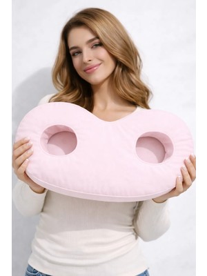 Moonzy Minimalist & Cozy Oval Çift Delikli Kulak Koruyucu Yastık – Yatan Hasta & Piercing Destek Yastığı , Pembe