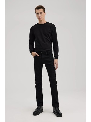 Jakamen Siyah Slim Fit 5 Cep Jean Kot Pantolon