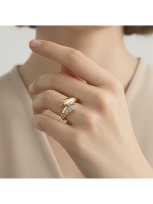Xuping Jewelry Çift Sıra Zirkon Taşlı Yüzük