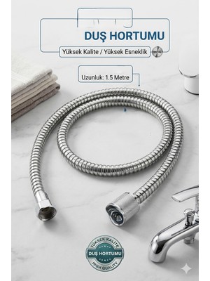 Primeaks 1,5 Metre Çelik Örgü Duş Hortumu | Dayanıklı Spiral Duş Hortumu | Kırılmaz & Sızdırmaz
