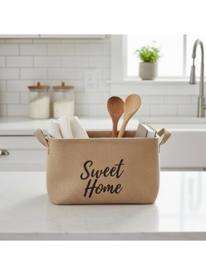 TeknoKapsül " " Dikdörtgen Jüt Düzenleyici Sepet (24X17X14 Cm) – Krem Renk Katlanabilir Kumaş Kulplu Organizer | Ev, Mutfak, Banyo, Çocuk Odası ve Ofis Için Çok Amaçlı Saklama Kutusu