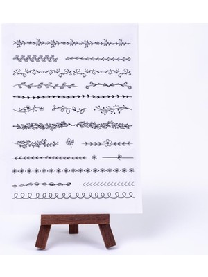TeknoKapsül Yaprak Şekilli Şeffaf Şerit Sticker Seti, A5 2 Sayfa