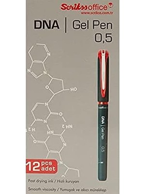 TeknoKapsül Dna Jel Tükenmez Kalem 12'li Ambalaj Kırmızı 0.5 mm