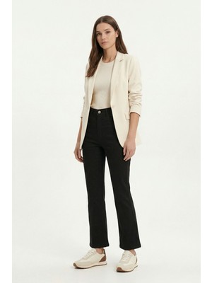 Rays Siyah Yüksek Bel Bol Paça Kadın Jean 807