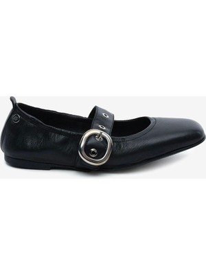 Greyder Kadın Siyah Hakiki Deri Babet Ayakkabı 6Y2KA34360