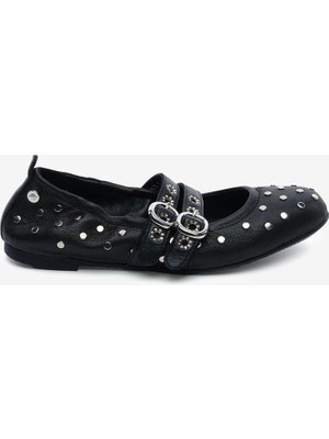 Greyder Kadın Siyah Hakiki Deri Babet 6Y2KA34353