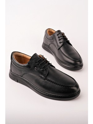 Muggo Dash Hakiki Deri Bağcıklı Kalın Taban Erkek Günlük Klasik Casual Ayakkabı