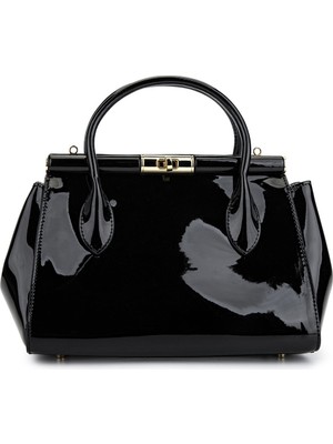 Tamer Tanca Kadın Suni Deri Siyah Rugan El Çantası 921 27267 Bn Cnt Y26 Sıyah Rugan