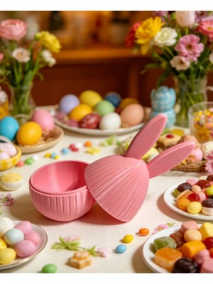 Major Hobi 3D Baskı Pembe Paskalya Tavşanı Yumurta Kutusu 13 cm Dekoratif Hediye Kutusu