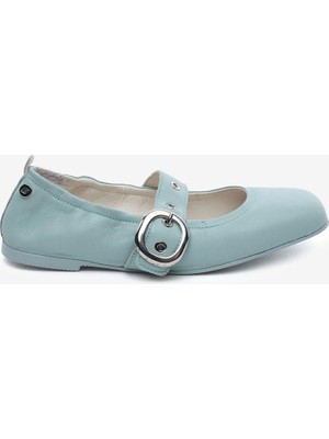 Greyder Kadın Yeşil Hakiki Deri Babet Ayakkabı 6Y2KA34360