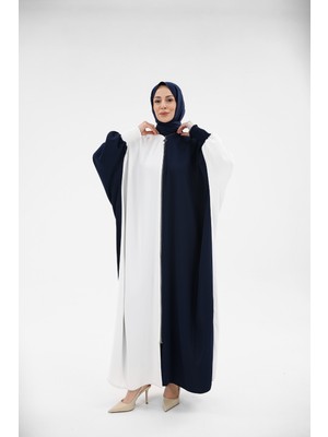 Kadeem Giyim Yarasa Abaya & Lacivert Ekru -2328