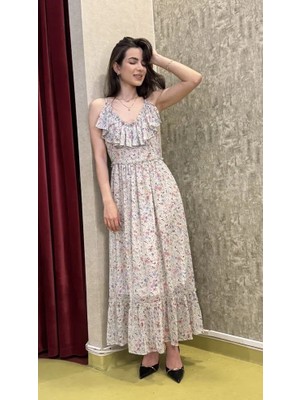 Çiçekli Şifon Elbise