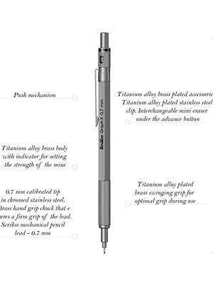 TeknoKapsül Graphx 3'lü Set Mekanik Kurşun Kalem Silgi Min Kurşun Gri 0.7 mm