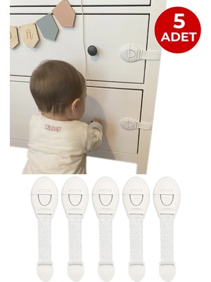 Ketbox Bebek Çocuk Güvenlik Kilidi | Vidalama Gerektirmez | Çekmece Dolap Beyaz Eşya Kilidi | Çift Taraflı Bantlı | 5 Adet
