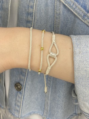 Kazzaze Kazaziye Dorika Boncuklu Bileklik Seti, 999 Ayar Gümüş, Asansörlü ve Zincir Kombin, Gümüş Altın