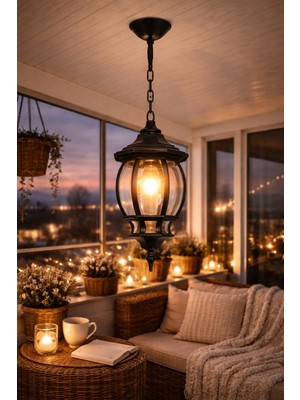 Lambax Sekizgen Zincirli Fener Bahçe Aydınlatma Armatürü