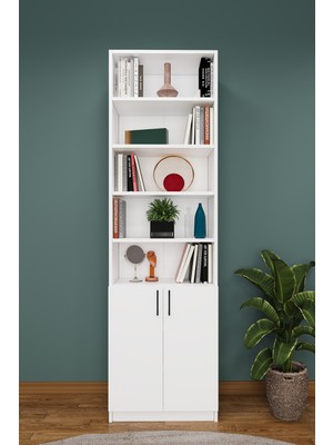 Asra Trend Modern Kapaklı Ayarlanabilir Ev Ofis Kitaplık %100 MDF Dekoratif Kitaplık K31