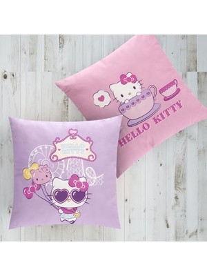 TeknoKapsül Hello Desenli Pamuk Kırlent, Çok Renkli, 40X40 cm