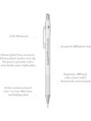 TeknoKapsül Simo Mekanik Kurşun Kalem Beyaz 0.5 mm