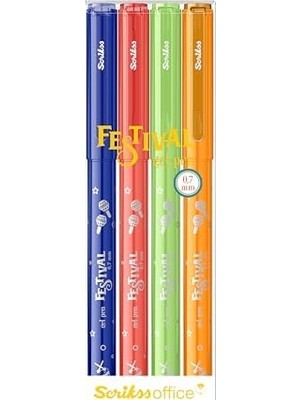 TeknoKapsül Festival Jel Kalem 0.7 mm Vivid Renkler 4'lü Blıster - 1