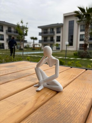 TeknoKapsül Düşünen Soyut Figür Dekoratif Modern Heykel (Küçük - 81 x 62 x 99 Mm)