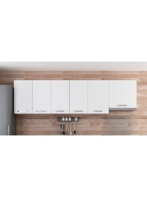 Minar 265 cm Beyaz Mutfak Dolabı Modern Tasarım Suntalam Malzeme Geniş Depolama Alanı