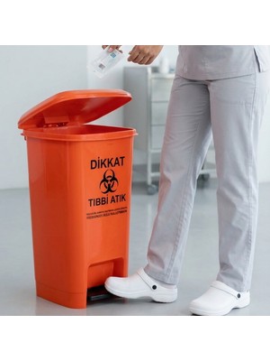 Melkan Home Tıbbi Atık Kovası 25 Litre Pedallı Tıbbi Atık Kutusu Slim Pedallı Çöp Kovası Atık Kutusu