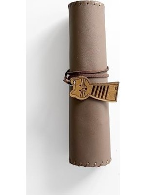 TeknoKapsül El Yapımı Hakiki Deri Rulo Kalemlik, Full-Grain Dana Derisi, El Dikişli, Kalem ve Şarj Cihazı Taşıma