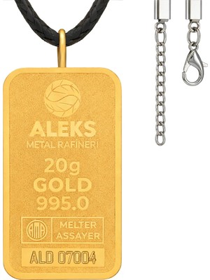 Agakulche 20 gr 24 Ayar Siyah Ipli Amr Altın Külçe Kolye