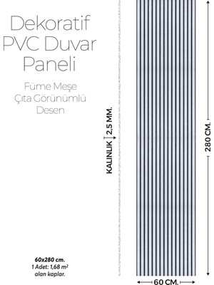 Brano 60X280 Lambiri Desen Duvar Kaplama Salon,mutfak,banyo,tv Ünitesi