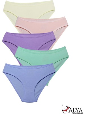 Alya Underwear Kız Çocuk - Garson Pamuklu Kumaş Renkli Slip Külot 5'li Paket (3-4 Yaş, P15)