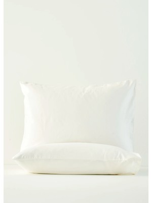 Supreme %100 Pamuk Saten 2'li Yastık Kılıfı Beyaz (50X70 Cm)