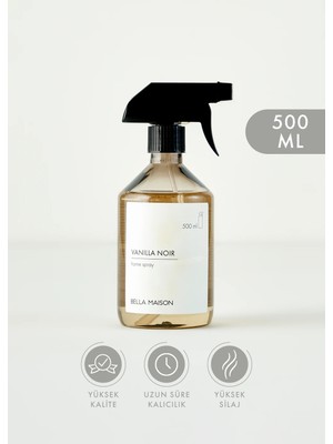 Bella Maison Vanilla Noir Oda Spreyi Vanilya ve Hindistan Cevizi Aroması 500 ml Siyah Renk